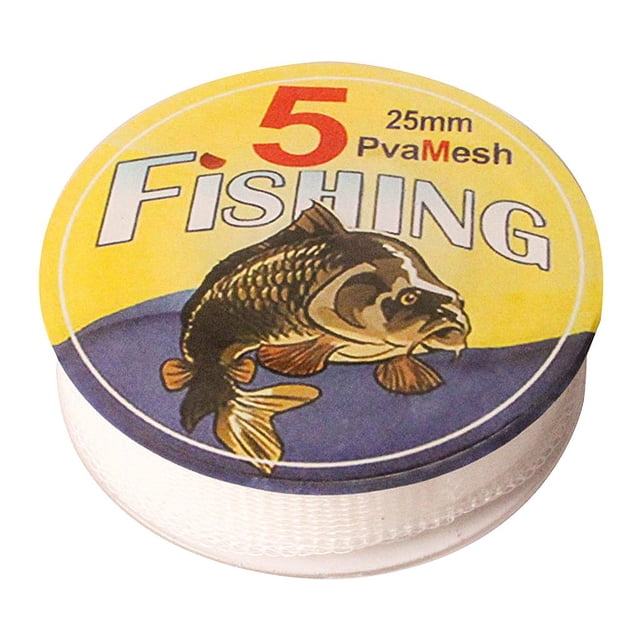 PVA red Soluble en agua paquete de tarjetas de 5 m carretes de repuesto PVA red cebo bolsa herramienta de aparejos duradero y útil - 25mm 25 mm DYNWAVEMX bolsas de pva para la pesca de la carpa