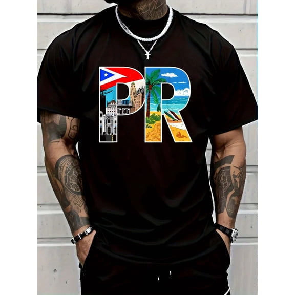 100% Cotton PR It's In My DNA Puerto Rico Rican Hispanic Heritage Month T-Shirt Round Neck Short Sleeve T-Shirt Women's Men's Graphic Tee Women's Men Graphic Tee
