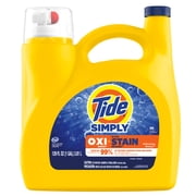 Tide Simply Laundry Detergent Liquid, Oxi Boost + Ultra Stain Release, Refreshing Breeze Scent, 129 fl oz, 96 Loads