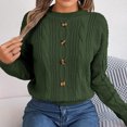 thumbnail image 6 of Lovskoo 2024 Sweaters for Women Trendy Pullover Long Sleeve Round-Neck Blouse Knit Tops Olive Green, 6 of 7