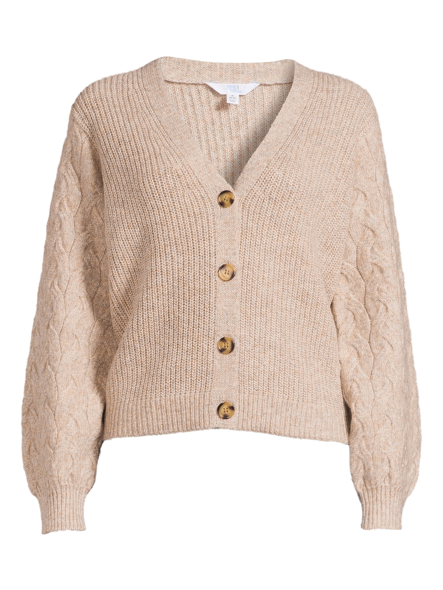 Cable-knit Sweater - Beige melange - Ladies