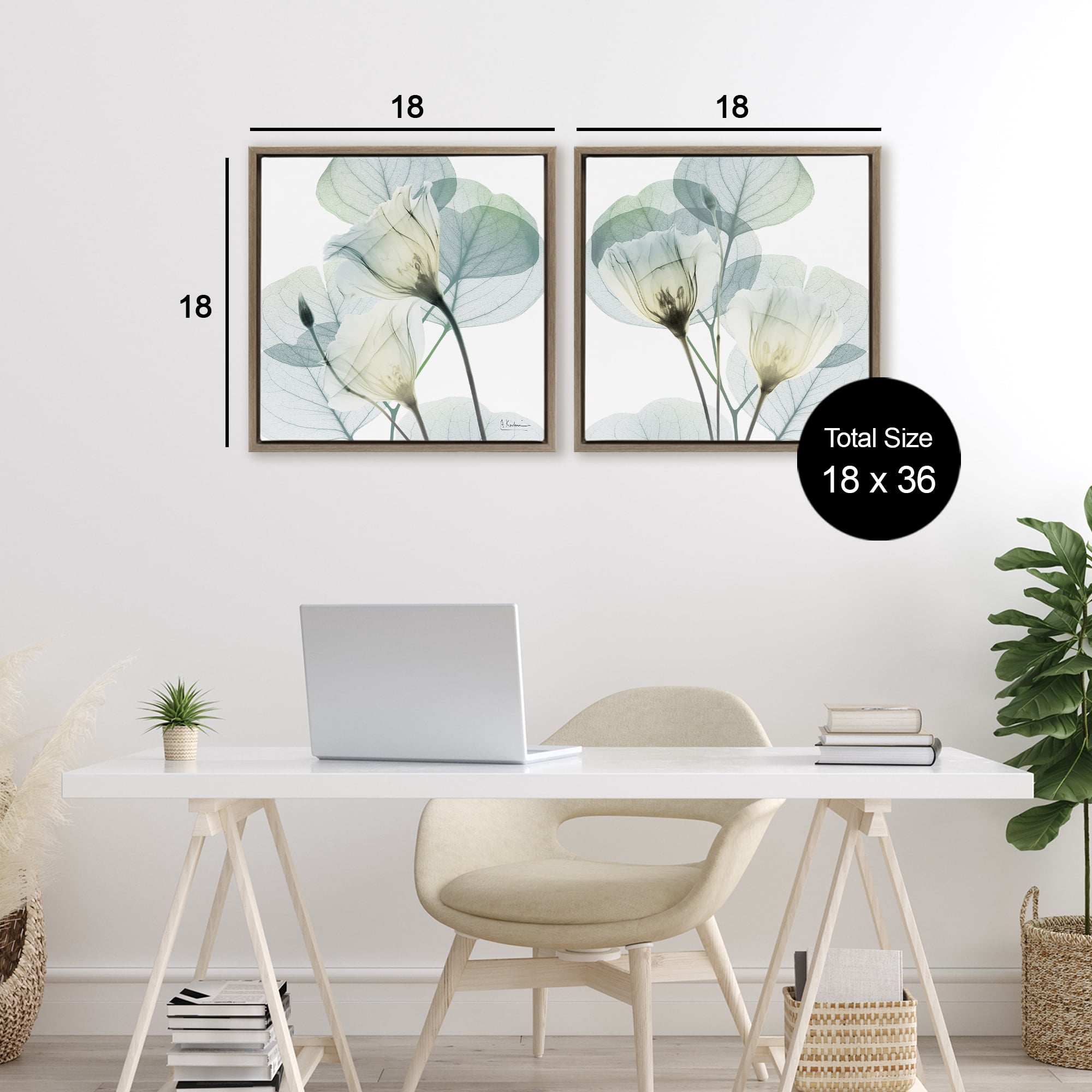 Stupell Industries Divine Fate Flowers 2 Piece Brown Framed Floater Canvas Set, design by Albert Koetsier