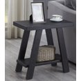 thumbnail image 4 of Black Finished Athens Wood Shelf Side Table with 1.77" Thick Table Top, 4 of 6