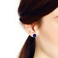 thumbnail image 3 of Alluring Round 12mm Navy Blue Lapis Circle Sterling Silver Post Stud Earrings, 3 of 5