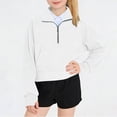 thumbnail image 2 of DJDLJWCJ Girls Pullover Sweatshirt 5-14 Quarter Zip Stand Collar Kids Sweatshirts Loose Fit Casual Sweatshirts with Pocket White Size 13, 2 of 8