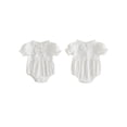 thumbnail image 2 of BemeyourBBs Newborn Baby Girl Summer Clothes Bubble Rompers 0 3 6 12 18 24 Months Bowknot Decor Front Buttons Ruffled Short Sleeve Infant Princess Bodysuits Jumpsuits Playsuits, 2 of 9