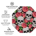 thumbnail image 3 of Yiaed Skull and Roses Print Leather Coasters for Drinks - Cup Coasters Coffee Table Kitchen Table Bar, Home & Office Gifts Handmade Drink Coasters-Octagon, 3 of 6