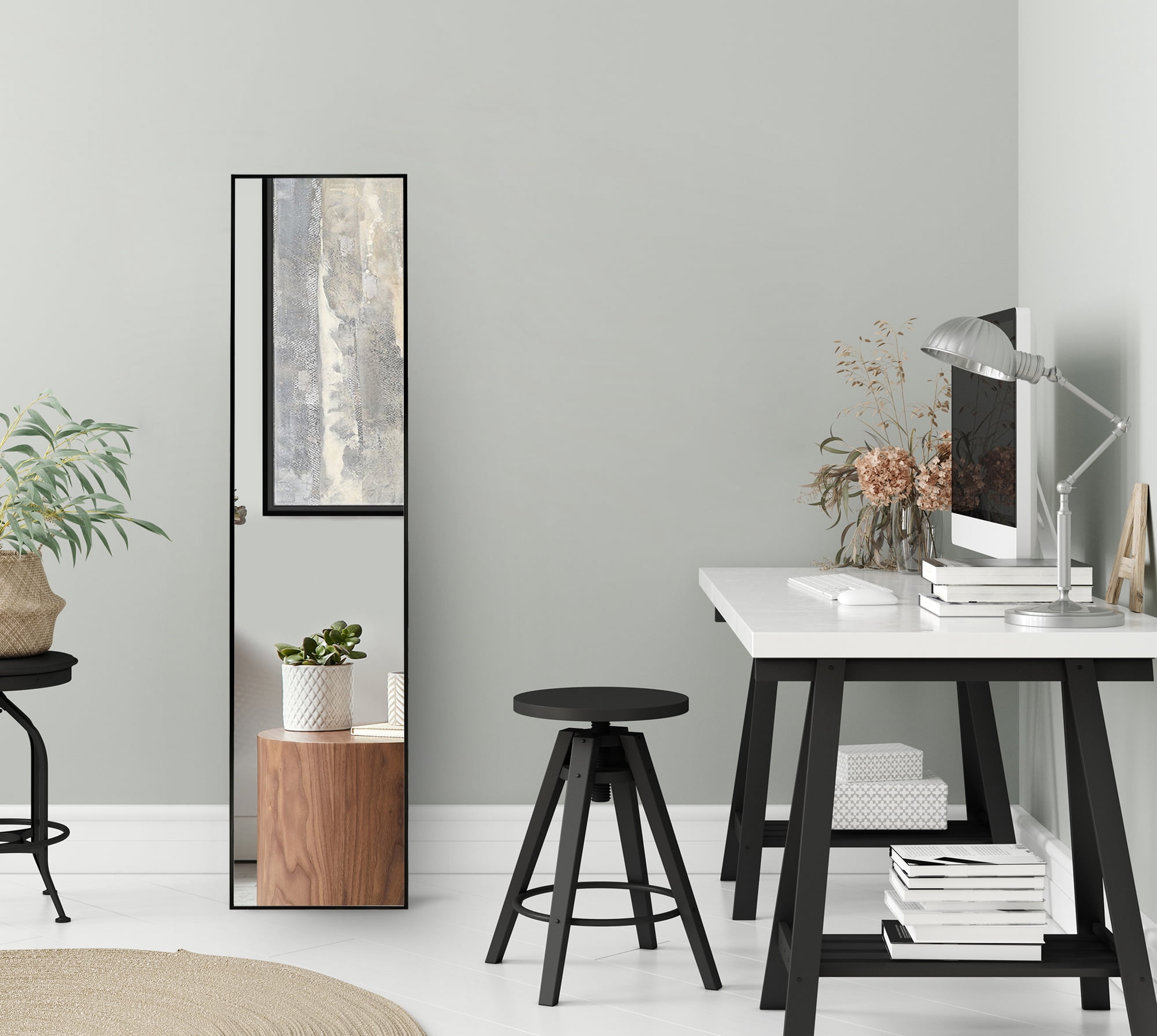 Americanflat Full Length Mirror With Stand - 14" x 59" Large Full Body Mirror for Bedroom, Living Room - 5ft Tall Floor Mirror Full Length - Black