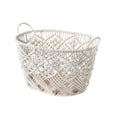 thumbnail image 4 of Baum 21A514 Macrame Oval Cotton Rope Storage Bins with Ear Handles & Wood Base, White - Set of 3, 4 of 4