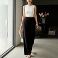 thumbnail image 2 of YIFUNIN Women's High Waisted Wide Leg Pants, Loose Straight Leg Flowy Trousers for Office Commute, Versatile Professional Casual Wear,Black L, 2 of 6