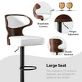thumbnail image 3 of Hawsaiy Bar Stools Set of 2, Adjustable Height 24.5"-33.5", Bentwood Swivel Barstools with Back & Footrest, PU Leather Upholstered Bar Chairs for Kitchen Island, Dining Room, Home Bar, 3 of 9