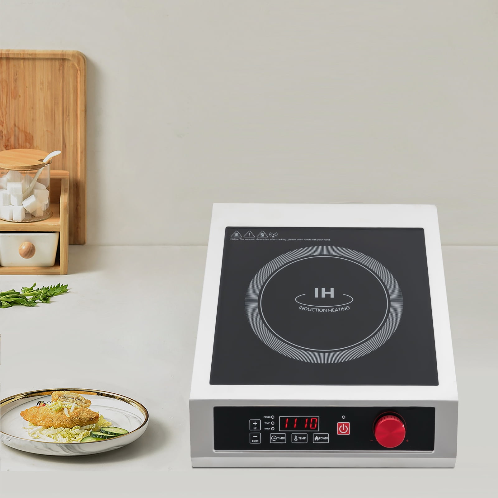 Powerful Electric Induction Burner, Commercial Induction Cooktop, Countertop Electric Stove with Digital Sensor