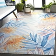 thumbnail image 3 of SAFAVIEH Malibu Daffodil Leaves Polyester Machine Washable Area Rug, Light Blue/Beige, 5' x 8', 3 of 12