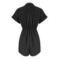 thumbnail image 4 of Womens Jumpsuit Short Sleeve Wide Leg Shorts Rompers With Elastic Waist Summer Jumpsuits Drawstring Button Jumpsuits for Women with Skirt Overlay Jumpsuits in Womens plus Size Flare Pants Jumpsuit for, 4 of 4
