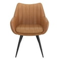thumbnail image 2 of Modern Faux Leather & Metal Swivel Dining & Accent Chair, Set of 2 - Camel & Black, 2 of 7