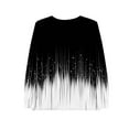 thumbnail image 3 of Womens Tops Plus Size Long Sleeve Printing V-neck Casual Loose T-shirt Top Black, 3 of 4