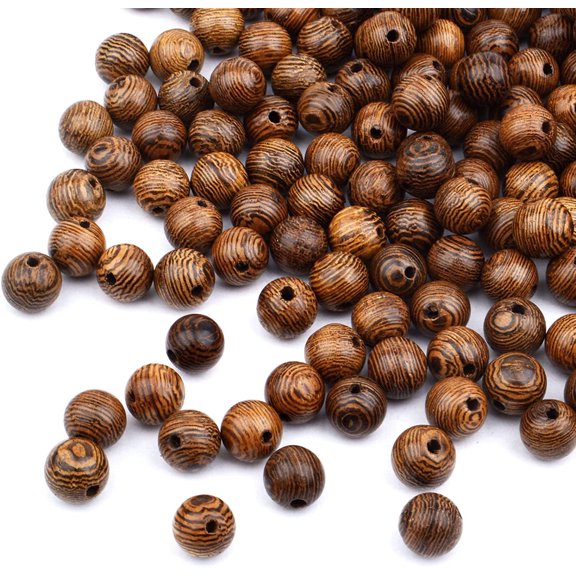 200pcs 8mm Natural Round Wooden Beads Wood Macrame Beads Craft Ball Loose Spacer Beads for DIY Bracelet Necklace Jewelry Making Decoration, Dark Brown