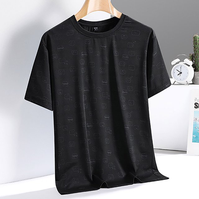 Tops para hombre, blusas y camisas de cuello redondo y manga corta para hombre, camiseta deportiva informal de manga corta con cuello redondo transpirable de seda de hielo para hombre, blusa para homb