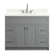 ARIEL HAMLET 43 IN. SINGLE SINK VANITY WITH WHITE QUARTZ COUNTERTOP IN GREY