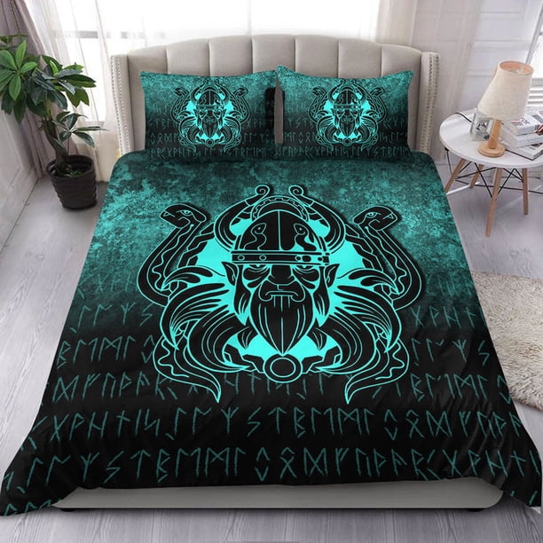 Juego de cama Vikingo Guerrero Nórdico Valhalla Versión Nórdica Cian Juego de cama RLT12