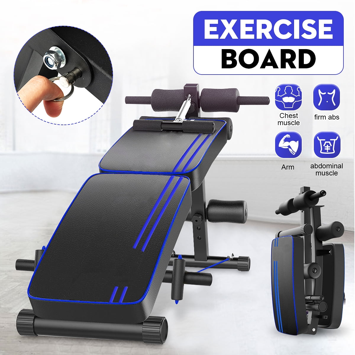 Supine Board For Abdominal Workout Weight Lifting Training Leg Exercise Equipment Foldable