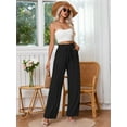 thumbnail image 2 of Chiclily Women's Wide Leg Pants with Pockets Black XL Casual Work Trousers with Removable Belt, 2 of 8