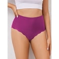 thumbnail image 5 of Women No Show High Waisted Panties Tagless Wave Edge Full Coverage Ladies Briefs  Red M, 5 of 8