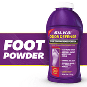 Silka Odor Fighting Foot Powder & Shoe Deodorizer with Corn Starch Powder Talc Odor Control, 6 Oz