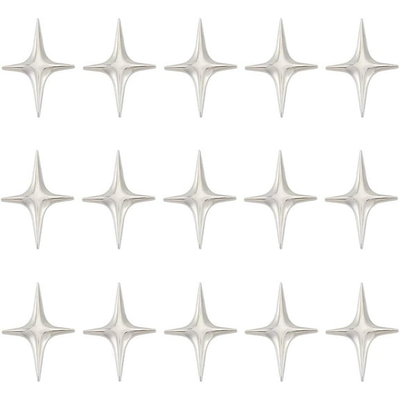 15Pcs Star Brooch Pin Four-Point Star Brooches Polished Alloy Fashion Simple Brooches Geometric Stars Lapel Pins for DIY Jackets Hats Bags Dresses Clothes Accessories Grey