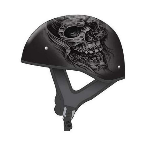 $35.34 GMax GM65 Skull Flame Naked Half Helmet #229134