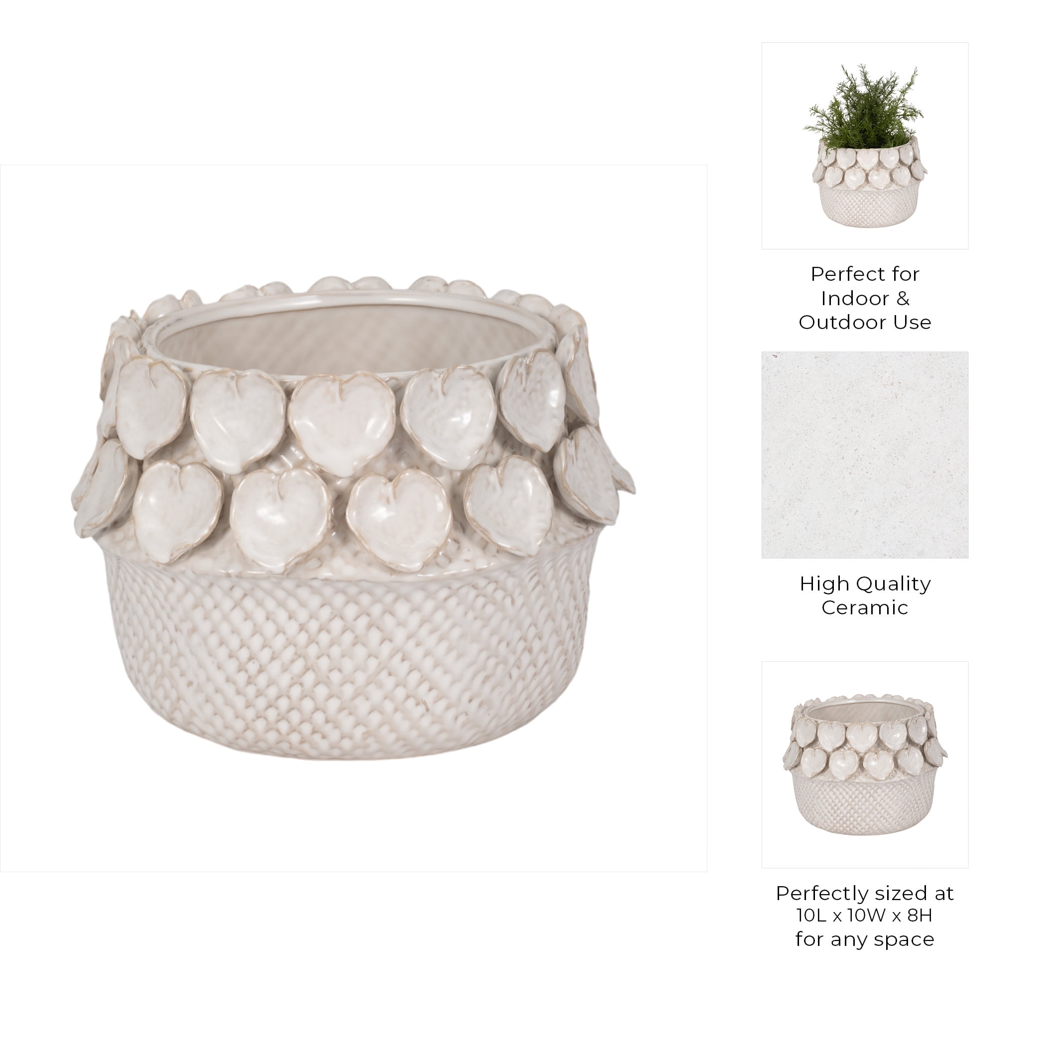 Flower Pots For Home Decor - Elegant Garden Planters And Plant Pots - Stylish Pots For Plants And Planters For Outdoor Plants - Perfect For Indoor Plants or Plant Stand Indoor Accent - 8", Ivory