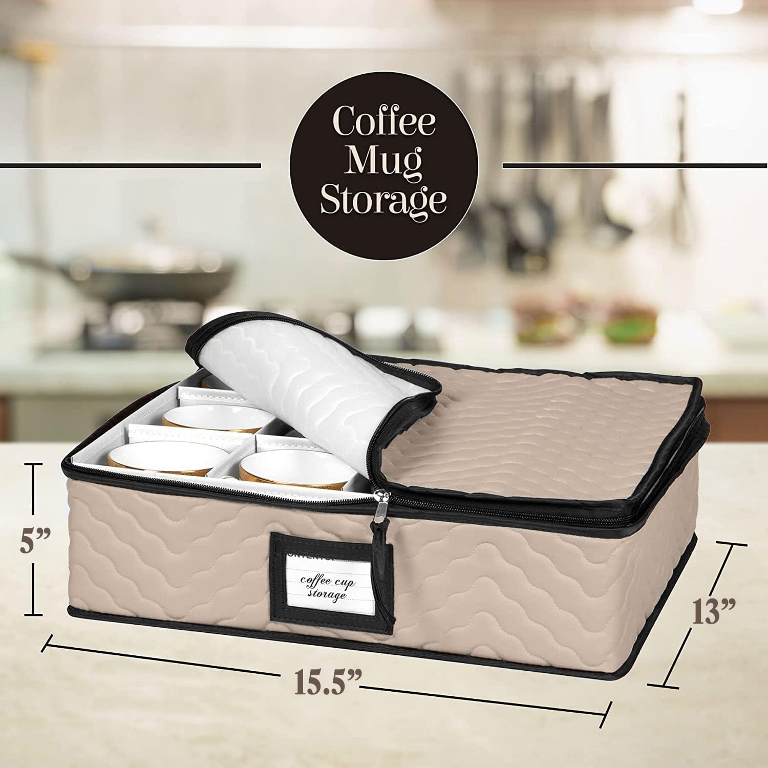 China Storage Containers 5-Piece Set Moving Boxes for Dinnerware, Glasses, Plates, Mugs and Saucers Sturdy Quilted Microfiber Dish Organizer with Dividers for Seasonal Storage - Holds Set of 12