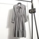 thumbnail image 1 of 2022 Women Blue StripedLong Sleeve neck Basic Dresses Button Split Pleated DressXL Gao Jinjia LED, 1 of 2