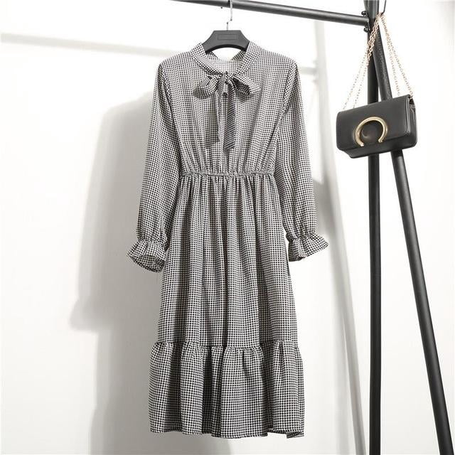 2022 Women Blue StripedLong Sleeve neck Basic Dresses Button Split Pleated DressM Gao Jinjia LED