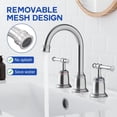 thumbnail image 4 of 8 Inch Bathroom Faucets for Sink 3 Hole, Faucet for Bathroom Sink with Pop-up Drain & cUPC Lead-Free Hose, Faucet for Bathroom Vanity Lavatory, Chrome, 4 of 7