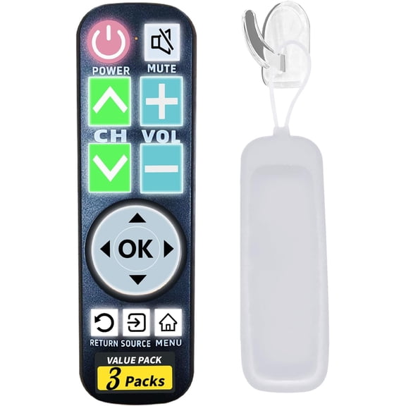 Backlit Big Button TV Remote Replacement for Samsung TV with Cover & Hook Universal Remote No Setup for Seniors People with Poor Vision Parkinson's Disease Patient