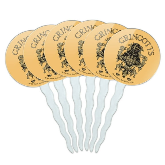 Harry Potter Gringotts Logo Cupcake Picks Toppers Decoration Set of 6