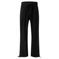 thumbnail image 4 of LLYwey Cargo Pants Women Plus Size Fashion Womens Casual Elastic Loose Pants Straight Wide Leg Trousers Pants Plus Size Full Length Pants Female Long Pant Style H2234 Black M, 4 of 7