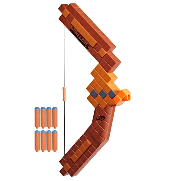 Nerf Minecraft Bow Dart Blaster, 8 Nerf N1 Darts Compatible Only with Nerf N1 Dart Blasters, Holiday Gifts for Kids, 8 and Up