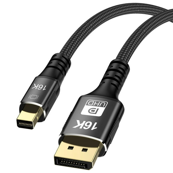 JSER Mini DisplayPort 2.1 Mini-DP 2.0 to DP Cable 16K 60hz Cable Ultra-HD UHD DP 1.4 8K 120hz Compatible FreeSync G-Sync Gaming Monitor 4090 7900