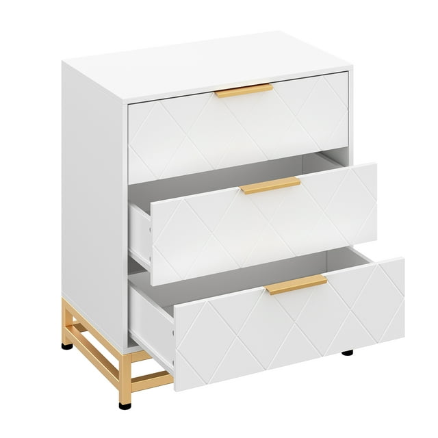 Cómoda de 3 Cajones, Mesita de Noche Moderna de 60x40x73 cm para Dormitorio, Unidad de Almacenamiento