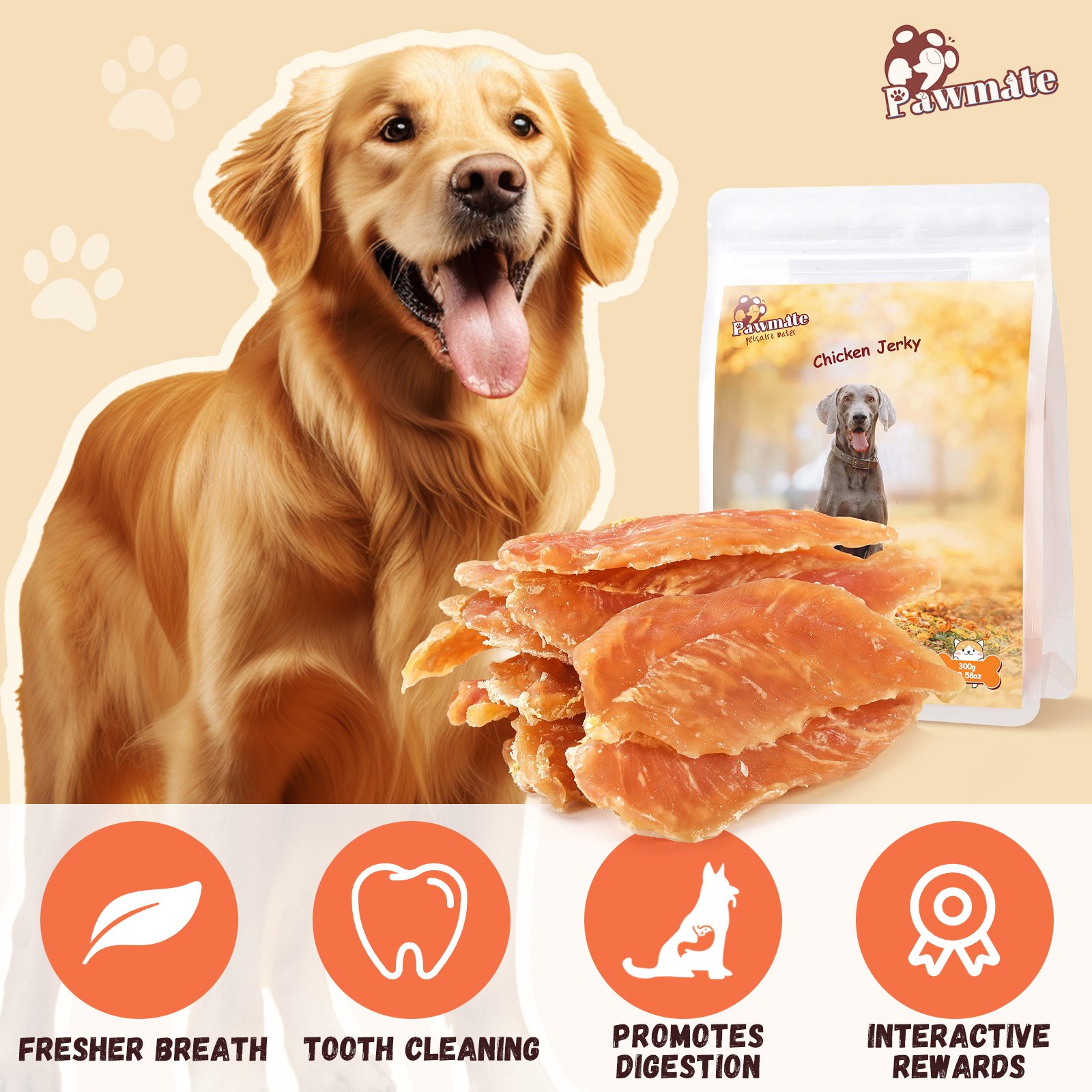Pawmate Chicken Jerky Dog Treats, High Protein, 11 oz photo 6