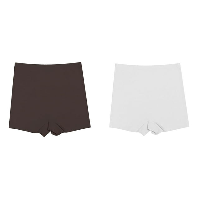 2 Pack(D 1PCS & Blanc 1PCS) Multipack Shorts Garçon pour Femmes Coton Non Marquant Décolorant Non Froissé Soie Glacée Pure Portable pour Leggings pour Femmes