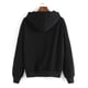 thumbnail image 4 of Sudadera holgada y cálida con capucha estampada, cuello redondo y cordón ajustable, talla 2XL, color negro, para mujer, 4 of 8