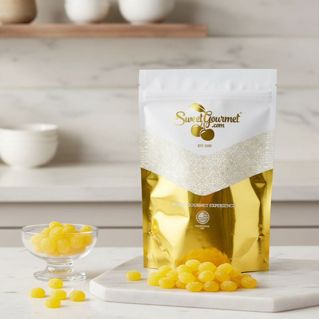SweetGourmet Natural Sanded Lemon Drops, Old-Fashioned Hard Candy, Tart Lemon Flavor, Sugar-Coated, 3 Pounds