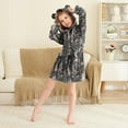 thumbnail image 3 of FORMRS Niños Bathrobe Unisex Hooded Robe Soft Plush Pajamas Sleepwear, Size 4-6T, Dark Flowers Pattern, 3 of 7