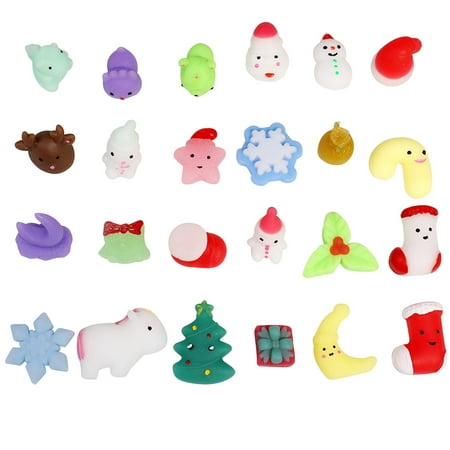 Aozowin 24Pcs Christmas Animal Toys Stress Relief Set Slow Rising Fidget Toys Advent Calendar Gift for Kids Adults