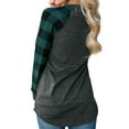 thumbnail image 2 of Women Round Neck Long Sleeve Splicing Plaid Top, 2 of 4