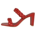 thumbnail image 2 of Soda Shoes Women Block High Heel Sandals Braided Band Square Toe FOUND-S Red 9, 2 of 3