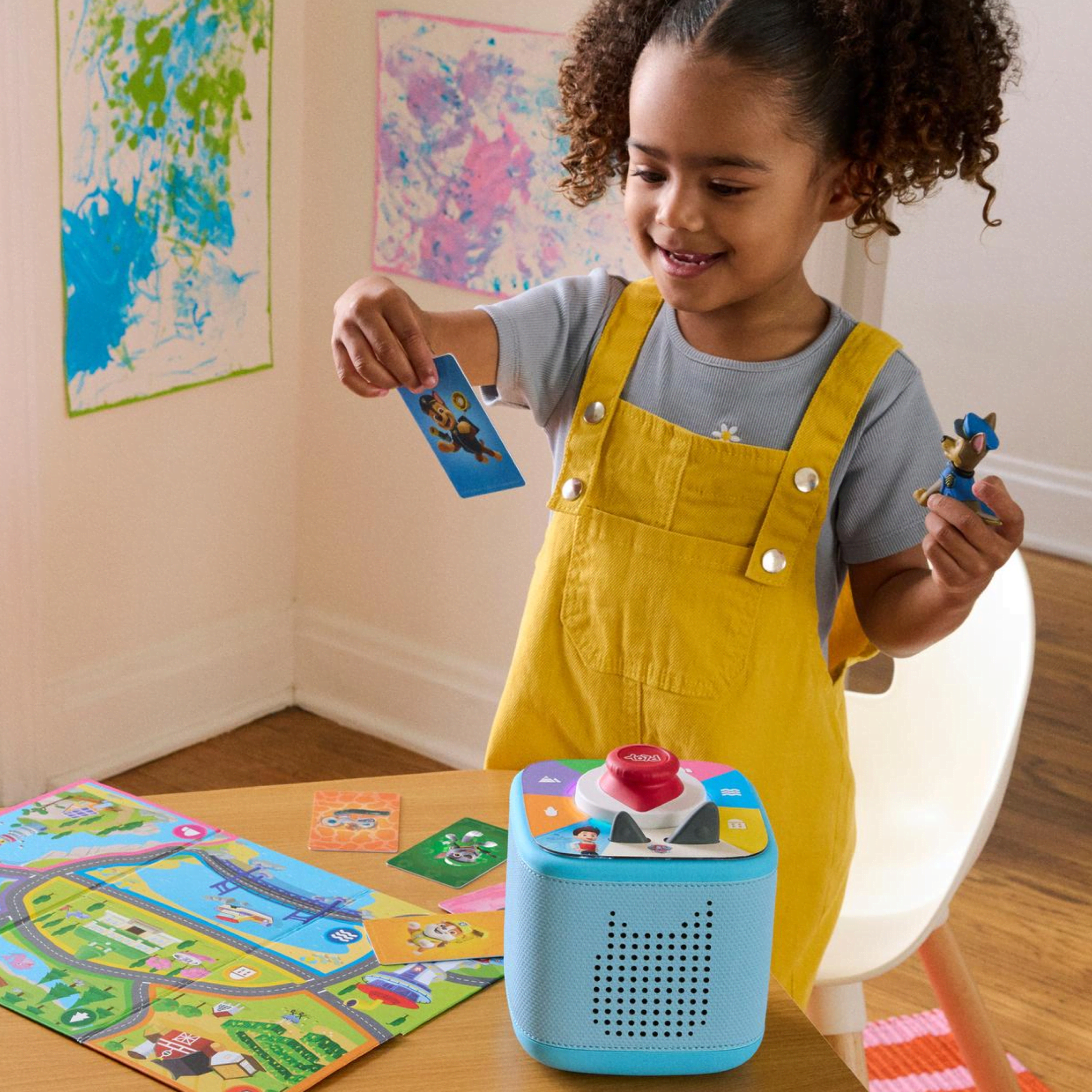 tonies Toniebox 2 Screen-Free Audio Player Full Play Bundle for Kids with Chase, PAW Patrol Adventure Bay Rescue Heroes Tonieplay Game and Controller, Age Group 3+, Sky Blue